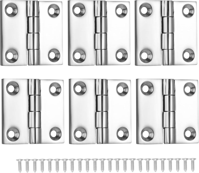 DIALESHU Heavy Duty Marine Boat Hatch Hinges 316 Stainless Steel, 2 x 2 Inch, Sturdy Deck Cabinet Door Hinges with Screws (Pack of 6) - Image 1
